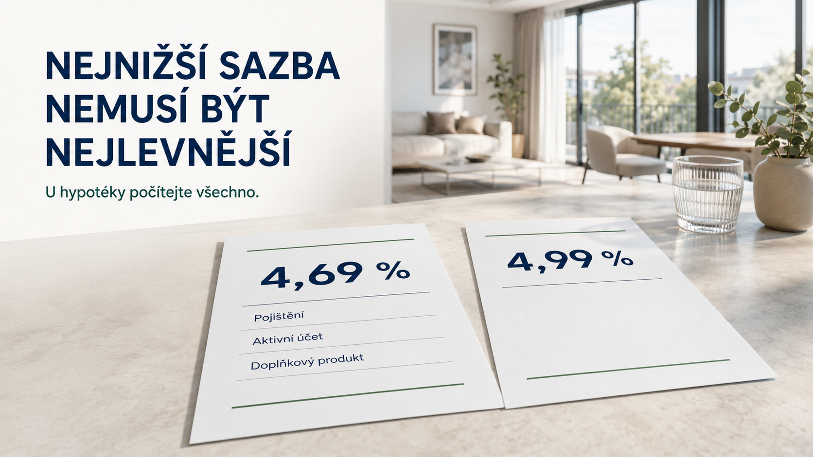 Nejnižší sazba hypotéky nemusí být nejlevnější – co porovnat před podpisem