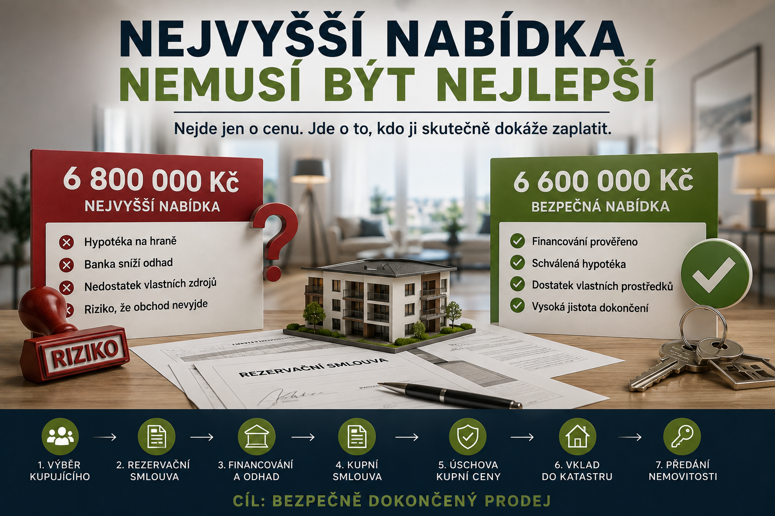 Nejvyšší nabídka na nemovitost – bankovní odhad, LTV a výběr kupujícího