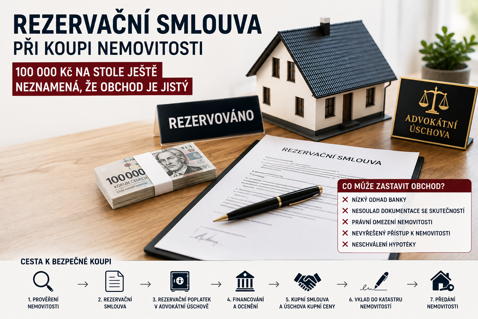 Rezervační smlouva při koupi nemovitosti – rezervační poplatek, advokátní úschova a právní rizika